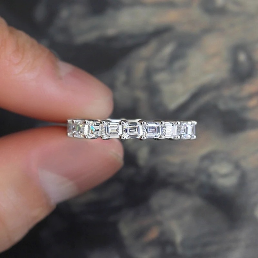 Emerald Cut Solitaire Ring VVS1 Lab Diamond Eternity